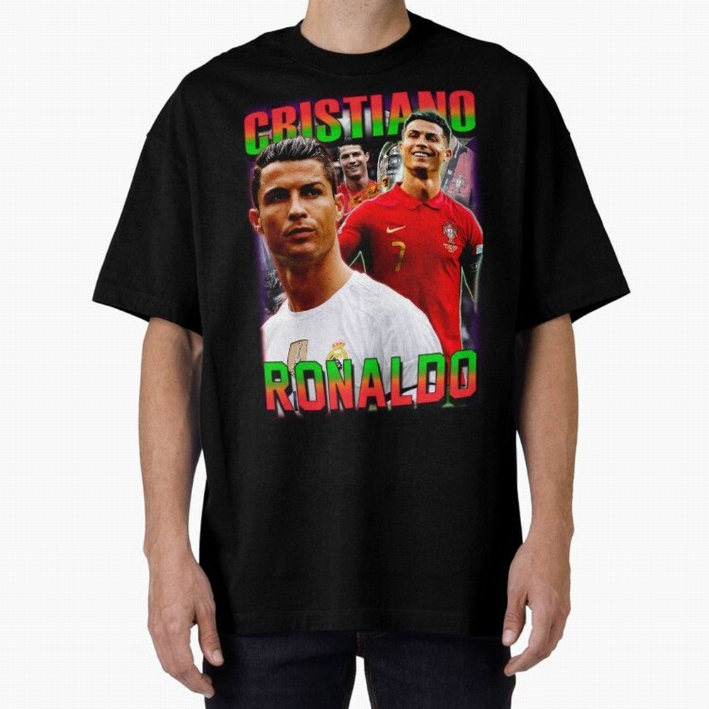 Cristiano Ronaldo Graphic Oversized T-Shirt Show Match Day Excitement for FIFA World Cup 2026 USA Canada Mexico Spirit, Centered on Netherlands, Haaland, Stadium Memories, Football Loyalty, International Chants and Championship Tradition; Perfect