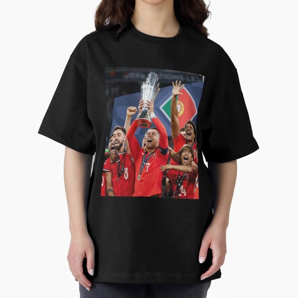 Portugal Football Team | 2025 Champions | Illustration Drawing Oversized T-Shirt Celebrate the Stars of the FIFA World Cup 2026 Journey through Neymar, Haaland and Cristiano Ronaldo Highlights, Netherlands Pride, Game Day Rituals, Football Legends,