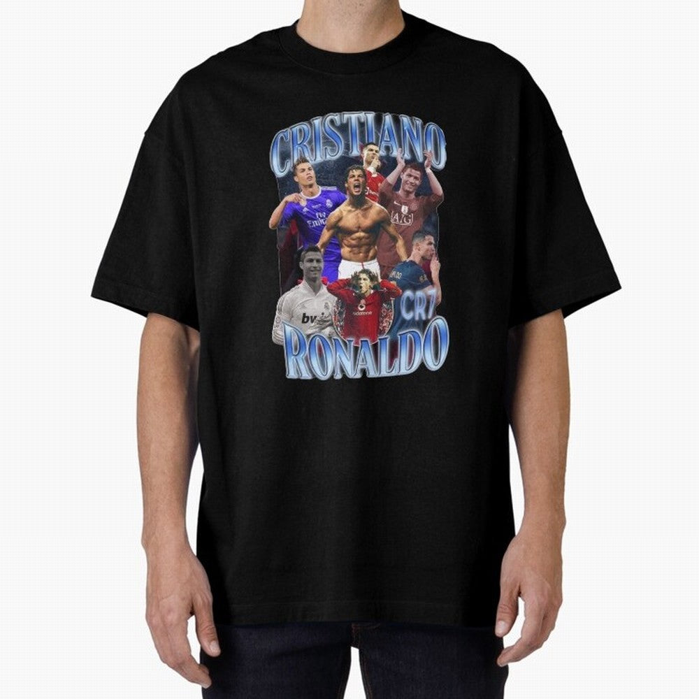 Cristiano Ronaldo GOAT Oversized T-Shirt Elevate Match Day Hype around FIFA World Cup 2026 Group Stage, CR7 and Messi, Argentina, France and Brazil, Sports Nostalgia, International Competition, Famous Players and Unforgettable Victories; Perfect