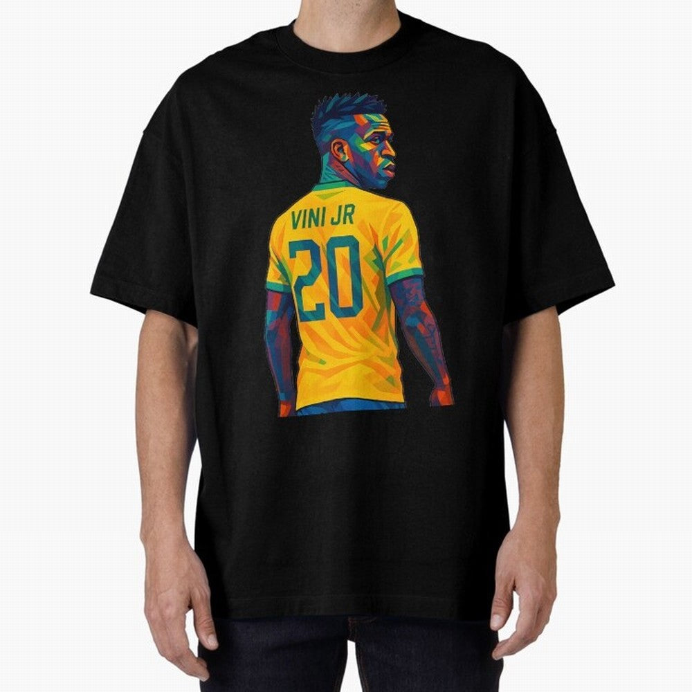 Vini Jr. Oversized T-Shirt Stand with FIFA World Cup 2026 USA Canada Mexico Driven by Mbappe, England and Germany Energy, Worldwide Fan Energy, Dramatic Goals, Stadium Lights and Championship Celebrations; Great for Supporters Who Love Legendary