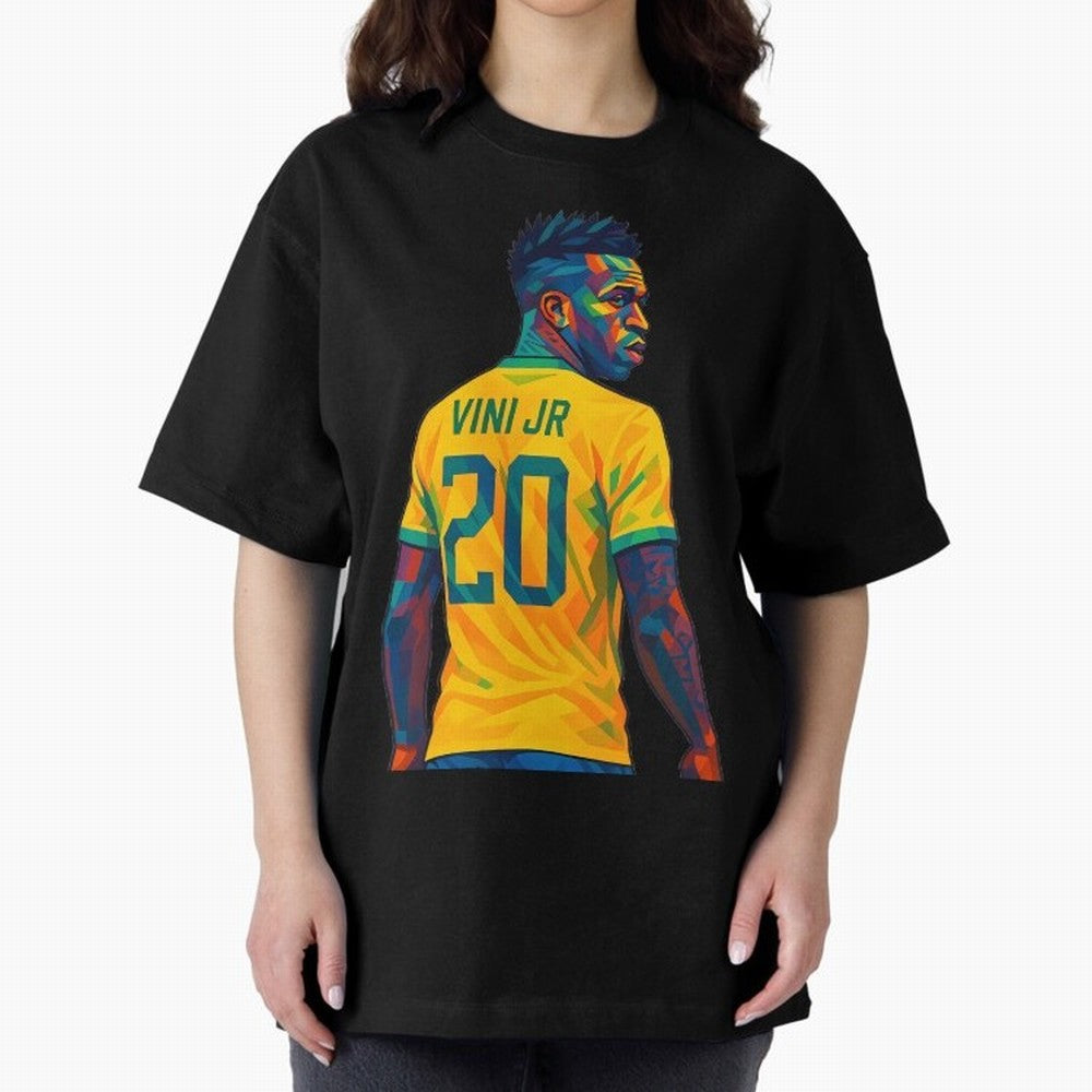 Vini Jr. Oversized T-Shirt Stand with FIFA World Cup 2026 USA Canada Mexico Driven by Mbappe, England and Germany Energy, Worldwide Fan Energy, Dramatic Goals, Stadium Lights and Championship Celebrations; Great for Supporters Who Love Legendary