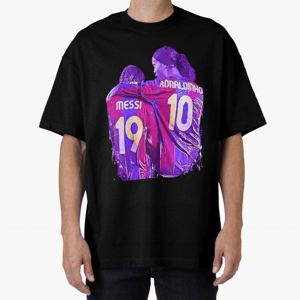 ronaldinho and messi - goat Oversized T-Shirt Feel the Trophy Chase of Global Football Passion for FIFA World Cup 2026 Group Stage, Inspired by Cristiano Ronaldo, France, Football History, Final Match Energy, Crowd Noise and Once in a Lifetime