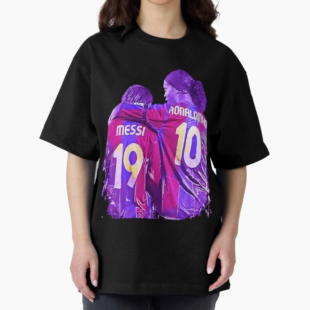 ronaldinho and messi - goat Oversized T-Shirt Feel the Trophy Chase of Global Football Passion for FIFA World Cup 2026 Group Stage, Inspired by Cristiano Ronaldo, France, Football History, Final Match Energy, Crowd Noise and Once in a Lifetime