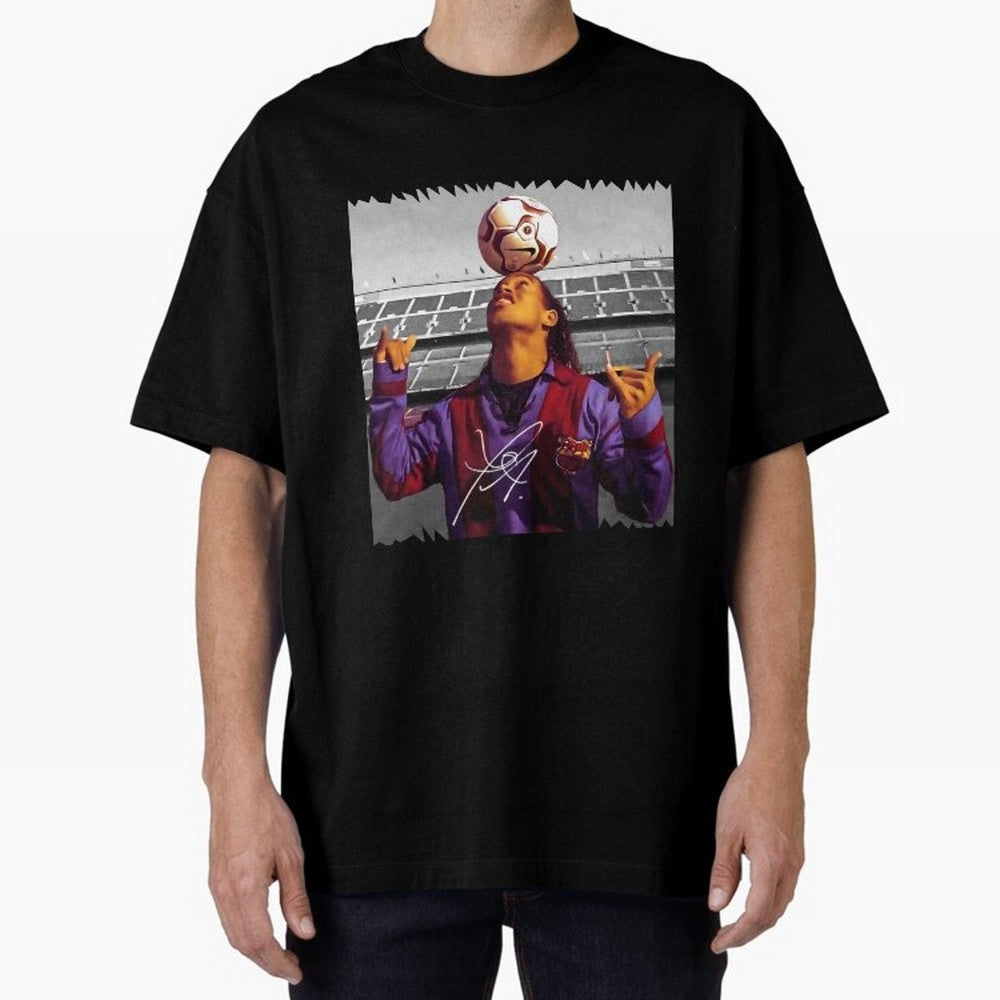 Ronaldinho - vintage Oversized T-Shirt Relive FIFA World Cup 2026 Group Stage for Fans of Haaland and Mbappe and Brazil, Portugal and Argentina, Bringing Supporter Pride, Iconic Celebrations, Legendary Names and Global Match Day Energy; Perfect for