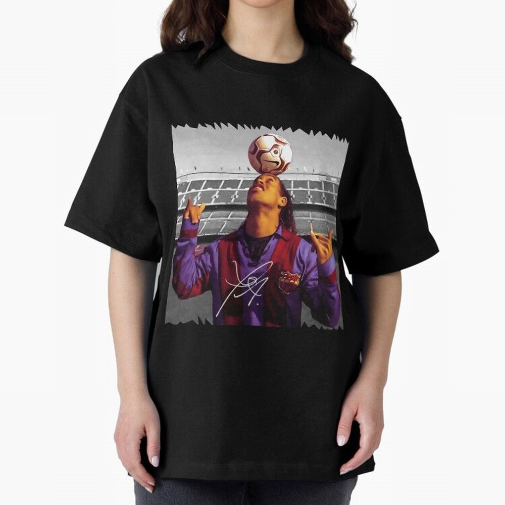Ronaldinho - vintage Oversized T-Shirt Relive FIFA World Cup 2026 Group Stage for Fans of Haaland and Mbappe and Brazil, Portugal and Argentina, Bringing Supporter Pride, Iconic Celebrations, Legendary Names and Global Match Day Energy; Perfect for