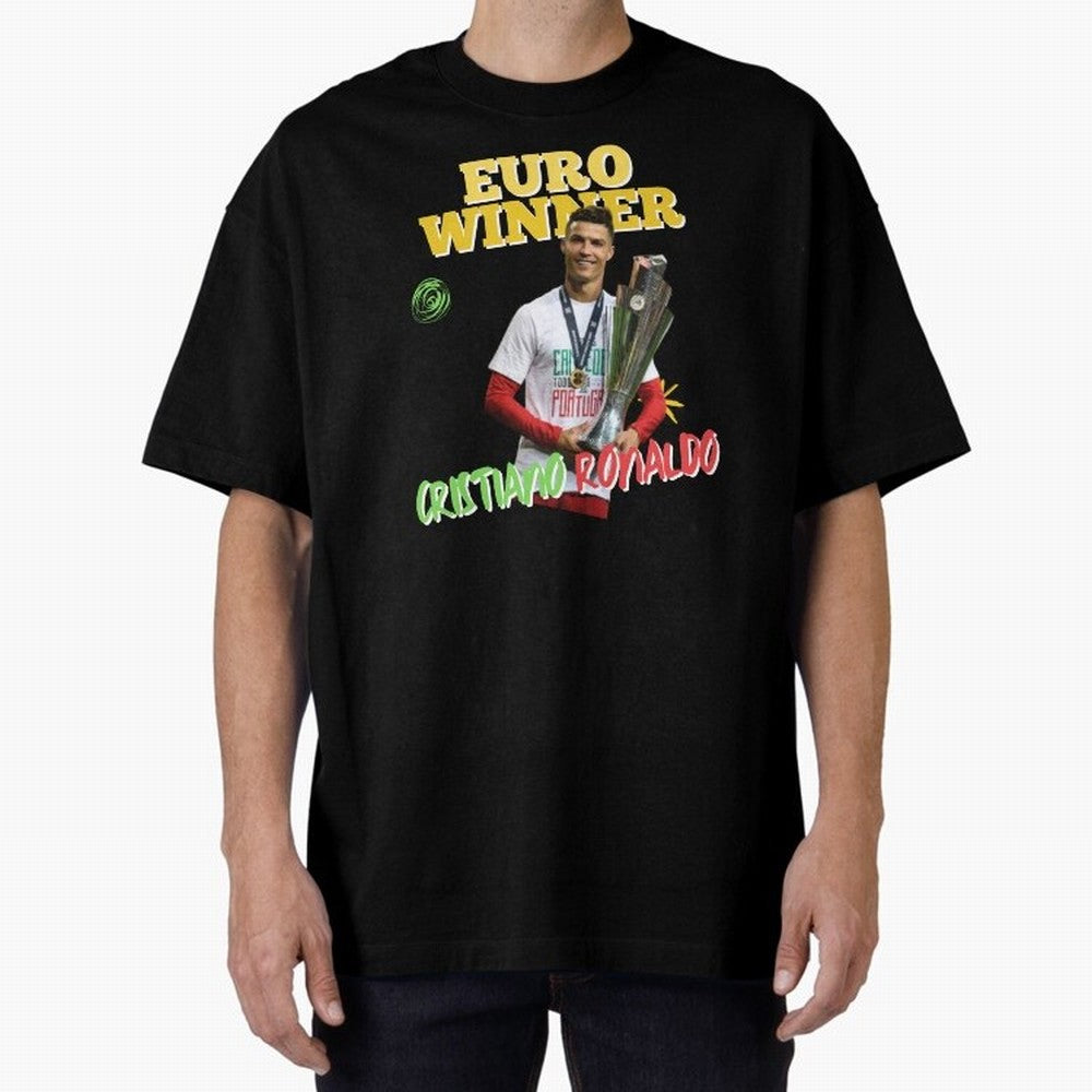 Cristiano Ronaldo Euro Winner Oversized T-Shirt Support Global Football Passion for FIFA World Cup 2026, Highlighting CR7, Argentina, France and Brazil, Champion Mindset, Group Stage Buzz, Knockout Tension and Passionate Fan Culture; Ideal for