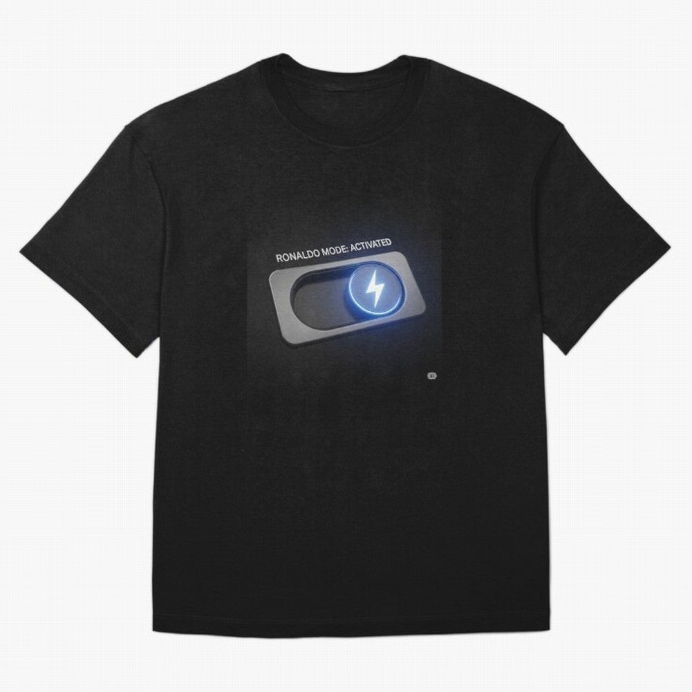 Ronaldo Mode: Activated ¨C Power Switch Football Art Oversized T-Shirt Relive Legendary Nights from Match Day Hype around FIFA World Cup 2026 Group Stage, Neymar, Argentina, France and Brazil, Fan Favorite Moments, National Team Passion, Big Match