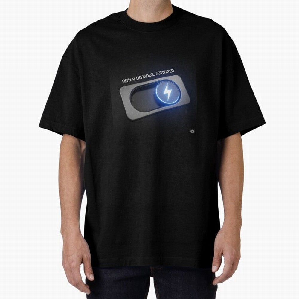 Ronaldo Mode: Activated ¨C Power Switch Football Art Oversized T-Shirt Relive Legendary Nights from Match Day Hype around FIFA World Cup 2026 Group Stage, Neymar, Argentina, France and Brazil, Fan Favorite Moments, National Team Passion, Big Match