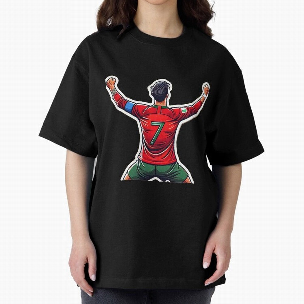 Ronaldo 7 Oversized T-Shirt Stand with FIFA World Cup 2026 USA Canada Mexico Spirit, Built around Argentina and Brazil, CR7 and Messi, Game Day Rituals, Football Legends, Country Pride and the Road to the Final; Perfect for Fans, Collectors, Family