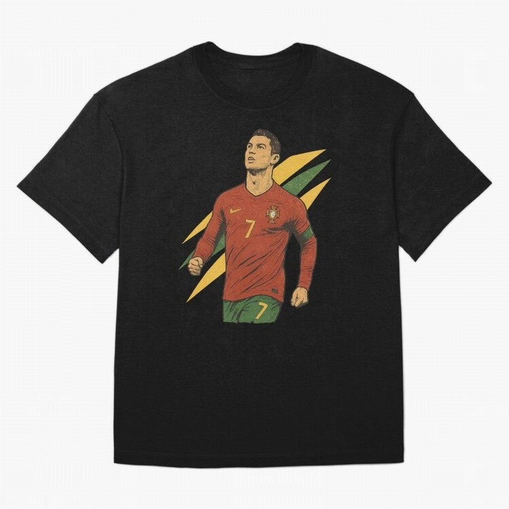 Cristiano Ronaldo Retro Portugal Football Art ¨C Vintage Supporter Design Oversized T-Shirt Celebrate Every Goal in the FIFA World Cup 2026 Group Stage Journey through Neymar, Haaland and Cristiano Ronaldo Highlights, France and Portugal Pride,