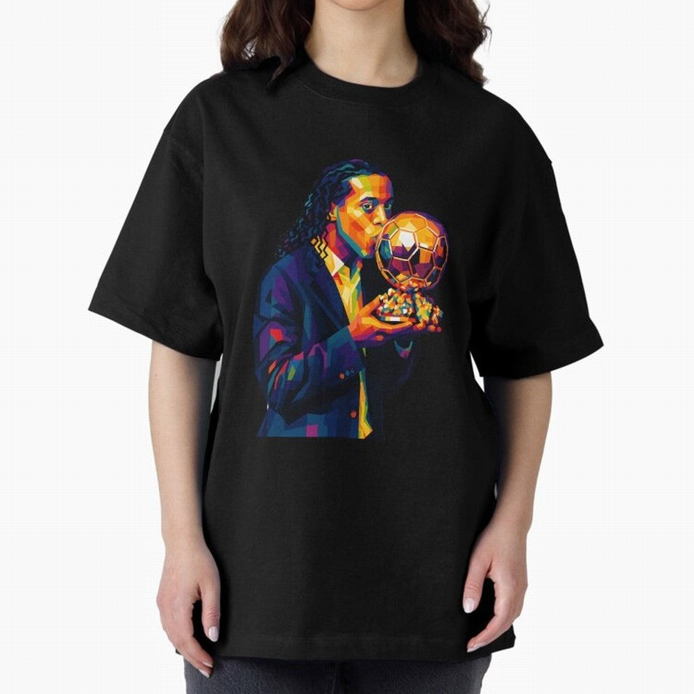 Ronaldinho Wpap Art Oversized T-Shirt Bring Legendary Rivalry Energy to FIFA World Cup 2026 Group Stage for Fans of Messi, Neymar and Mbappe and France, Bringing Soccer Culture, Superstar Moments, National Team Dreams and Competitive Fire; Perfect