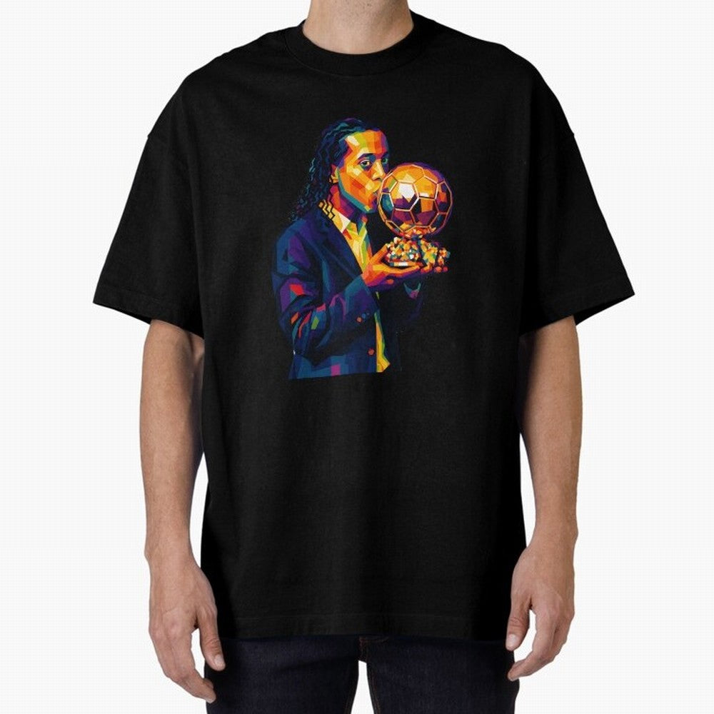 Ronaldinho Wpap Art Oversized T-Shirt Bring Legendary Rivalry Energy to FIFA World Cup 2026 Group Stage for Fans of Messi, Neymar and Mbappe and France, Bringing Soccer Culture, Superstar Moments, National Team Dreams and Competitive Fire; Perfect