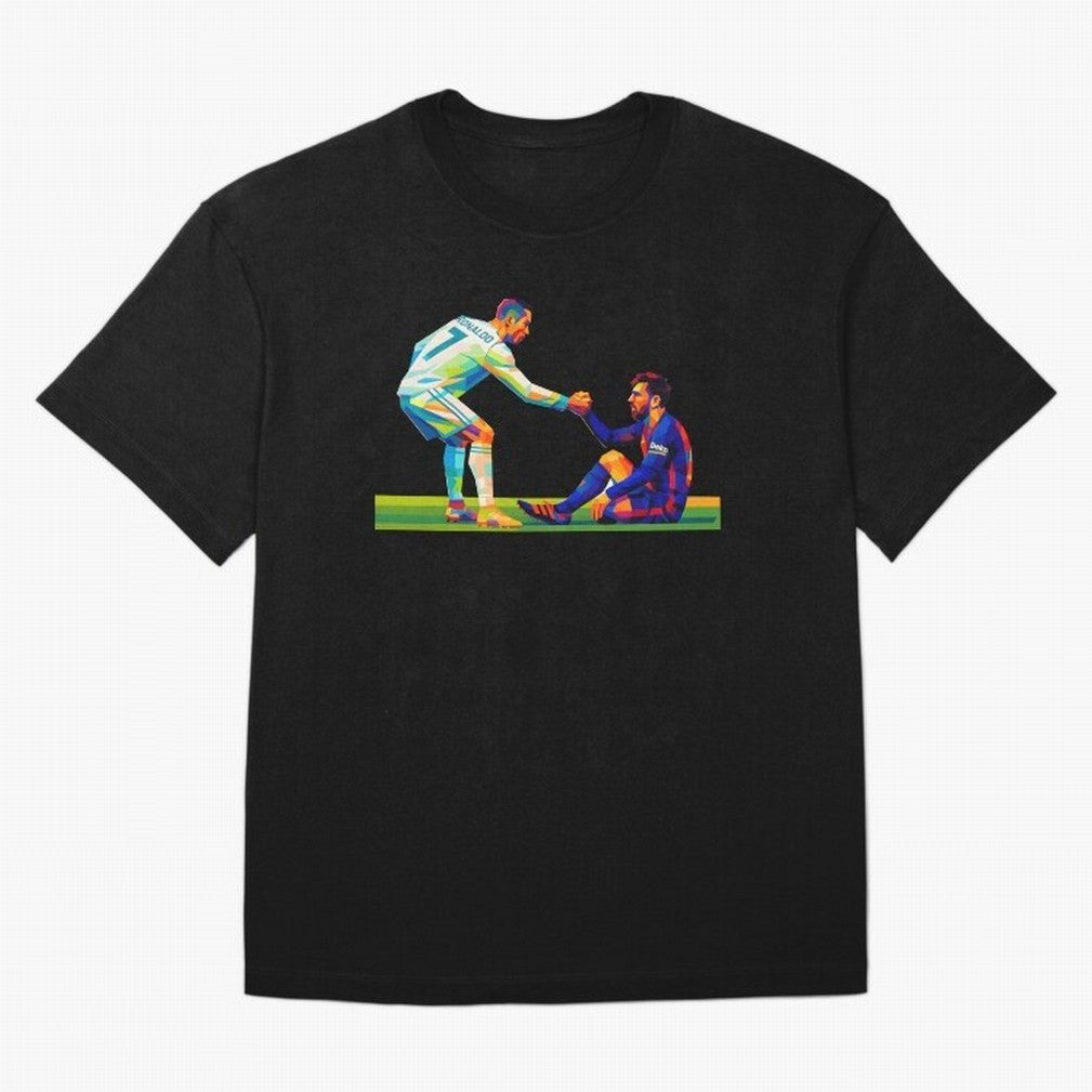 Cristiano Ronaldo & Messi Wpap Art Oversized T-Shirt Honor Football Greatness during the FIFA World Cup 2026 Journey through Cristiano Ronaldo, Haaland and CR7 Highlights, Portugal, Spain and Germany Pride, Sports Nostalgia, International