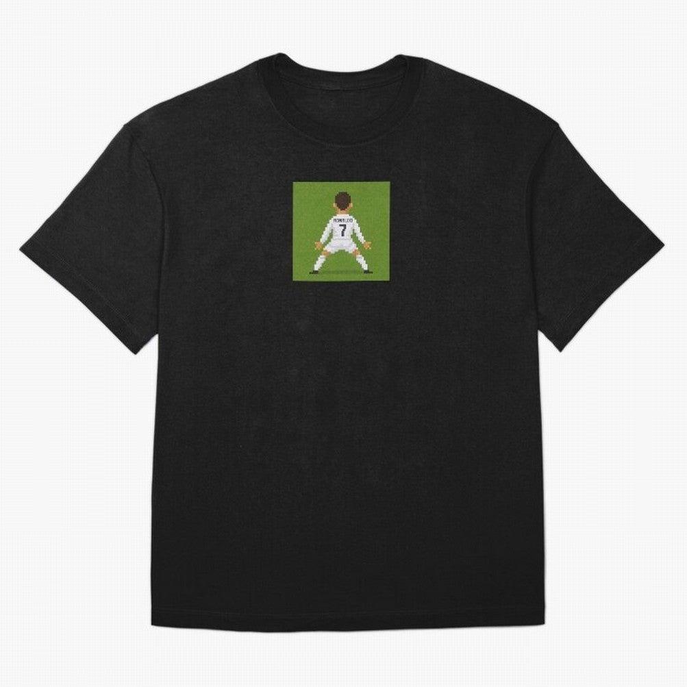 Cristiano Ronaldo Real Madrid Pixel Siuuu Art Oversized T-Shirt Celebrate Fan Culture around Match Day Hype around FIFA World Cup 2026, Neymar, Argentina and Brazil, Worldwide Fan Energy, Dramatic Goals, Stadium Lights and Championship
