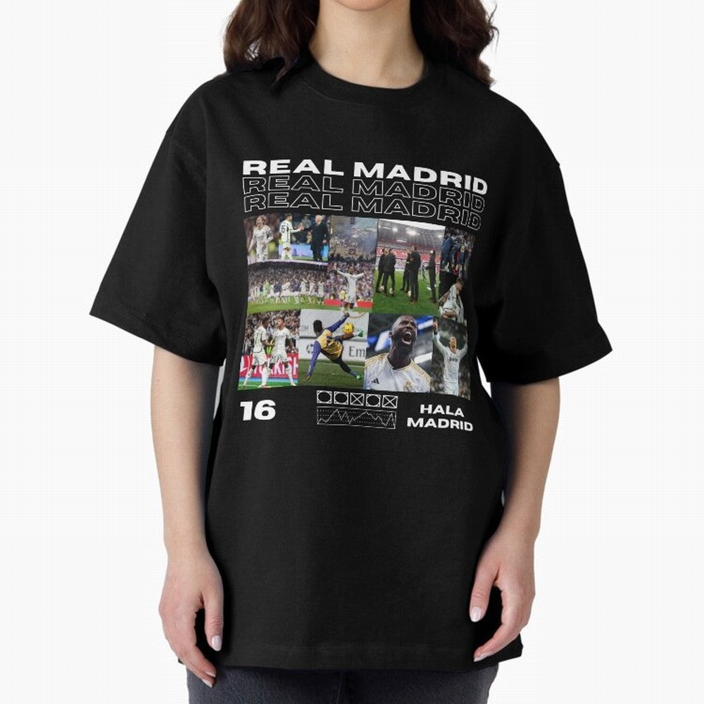 Real Madrid design Oversized T-Shirt Join Supporters Worldwide for FIFA World Cup 2026 Group Stage Spirit, Capturing Portugal, Spain and Germany, Messi and Cristiano Ronaldo, Stadium Chants, National Pride, Trophy Dreams and Unforgettable Football