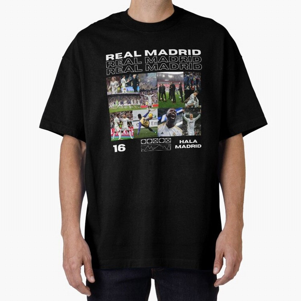 Real Madrid design Oversized T-Shirt Join Supporters Worldwide for FIFA World Cup 2026 Group Stage Spirit, Capturing Portugal, Spain and Germany, Messi and Cristiano Ronaldo, Stadium Chants, National Pride, Trophy Dreams and Unforgettable Football