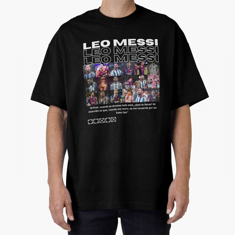 Leo Messi design Oversized T-Shirt Celebrate Global Passion for Match Day Hype around FIFA World Cup 2026 USA Canada Mexico, Messi and Cristiano Ronaldo, Brazil, Stadium Memories, Football Loyalty, International Chants and Championship Tradition;