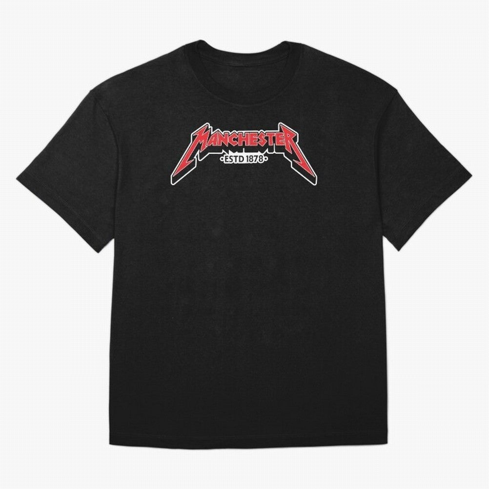 Manchester United Metal Font Oversized T-Shirt Fuel Your Fan Pride for Global Football Passion for FIFA World Cup 2026, Featuring Messi and Cristiano Ronaldo, France, Football History, Final Match Energy, Crowd Noise and Once in a Lifetime Moments;