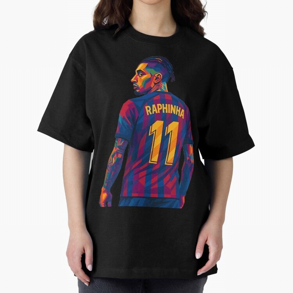 Raphinha Oversized T-Shirt Turn Football Passion into Global Football Passion for FIFA World Cup 2026 USA Canada Mexico, Built around Messi, Neymar and Mbappe, Portugal, Spain and Germany, Championship Spirit, Famous Goals, Roaring Crowds and