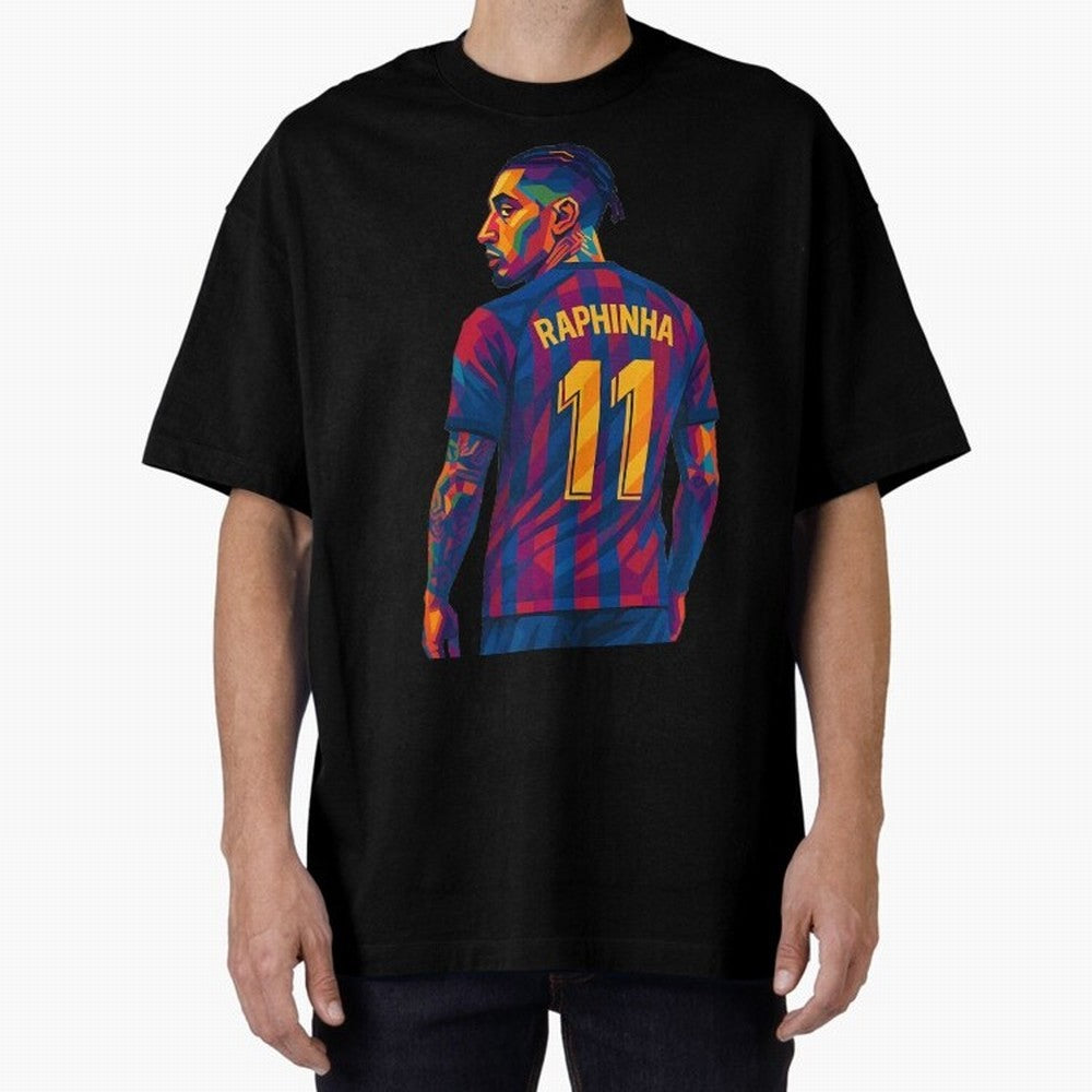 Raphinha Oversized T-Shirt Turn Football Passion into Global Football Passion for FIFA World Cup 2026 USA Canada Mexico, Built around Messi, Neymar and Mbappe, Portugal, Spain and Germany, Championship Spirit, Famous Goals, Roaring Crowds and
