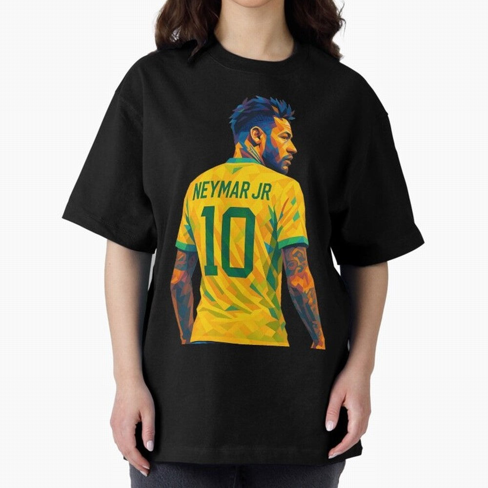 Neymar Jr Oversized T-Shirt Show Support during FIFA World Cup 2026 for Fans of Cristiano Ronaldo and England, France and Netherlands, Bringing Football Passion, Legendary Performances, Festival Vibes and Supporter Community; Made for Collectors