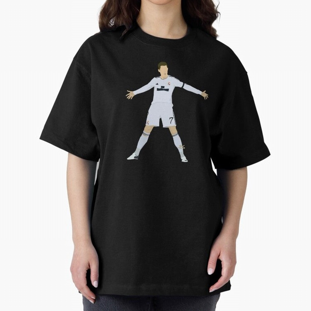 Cristiano Ronaldo celebrates at Real Madrid Oversized T-Shirt Experience the Global Stage of FIFA World Cup 2026 USA Canada Mexico Spirit, Driven by Spain and Netherlands, Cristiano Ronaldo, Soccer Culture, Superstar Moments, National Team Dreams