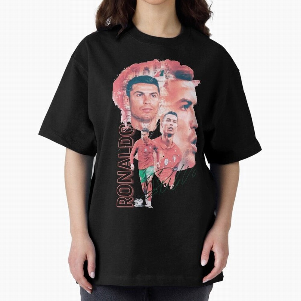 Cristiano Ronaldo Design Oversized T-Shirt Celebrate Soccer Greatness during FIFA World Cup 2026 Group Stage Featuring Messi and Cristiano Ronaldo, Argentina and Brazil Energy, Worldwide Fan Energy, Dramatic Goals, Stadium Lights and Championship
