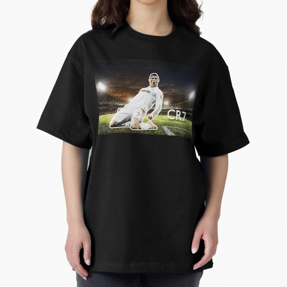 Cristiano Ronaldo Celebration Scene Oversized T-Shirt Show Fan Pride Across FIFA World Cup 2026 USA Canada Mexico Made for CR7, Netherlands Energy, Championship Spirit, Famous Goals, Roaring Crowds and International Football Unity; Built for
