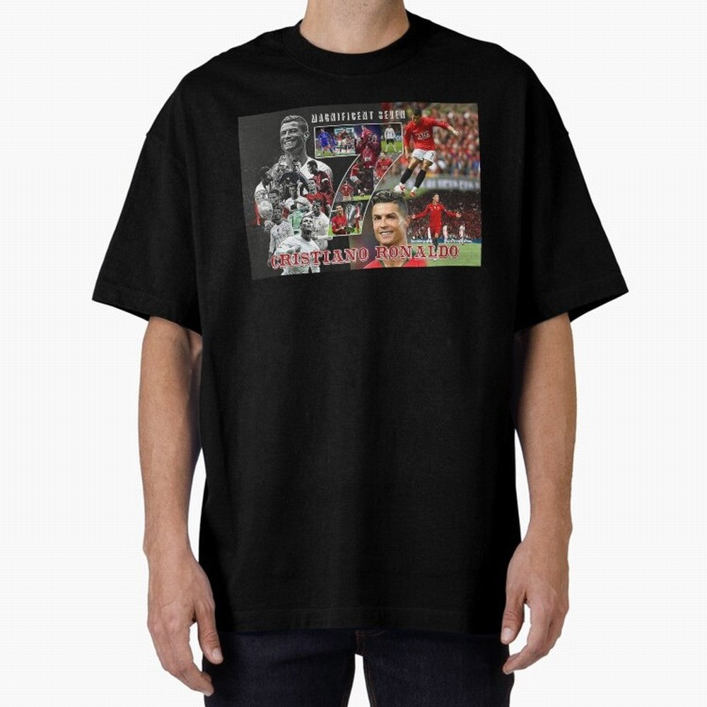 Cristiano Ronaldo - Magnificent 7 Poster Oversized T-Shirt Show Your Tournament Heart for FIFA World Cup 2026 USA Canada Mexico Centered on Mbappe and Neymar, Brazil Energy, Retro Football Energy, Iconic Rivalries, Trophy Chase Drama and Stadium