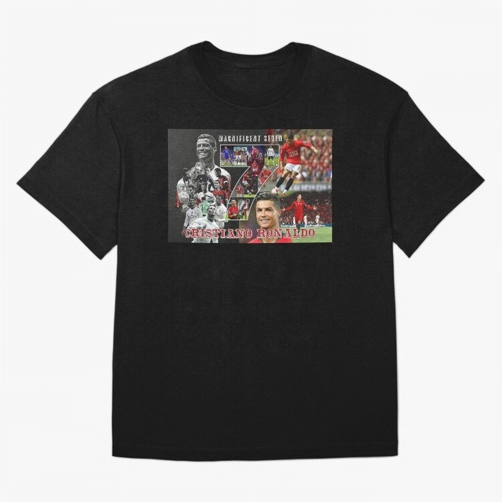 Cristiano Ronaldo - Magnificent 7 Poster Oversized T-Shirt Show Your Tournament Heart for FIFA World Cup 2026 USA Canada Mexico Centered on Mbappe and Neymar, Brazil Energy, Retro Football Energy, Iconic Rivalries, Trophy Chase Drama and Stadium