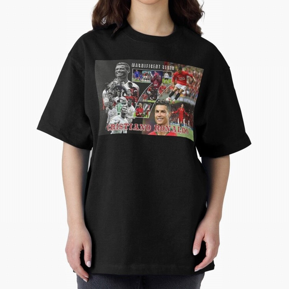 Cristiano Ronaldo - Magnificent 7 Poster Oversized T-Shirt Show Your Tournament Heart for FIFA World Cup 2026 USA Canada Mexico Centered on Mbappe and Neymar, Brazil Energy, Retro Football Energy, Iconic Rivalries, Trophy Chase Drama and Stadium