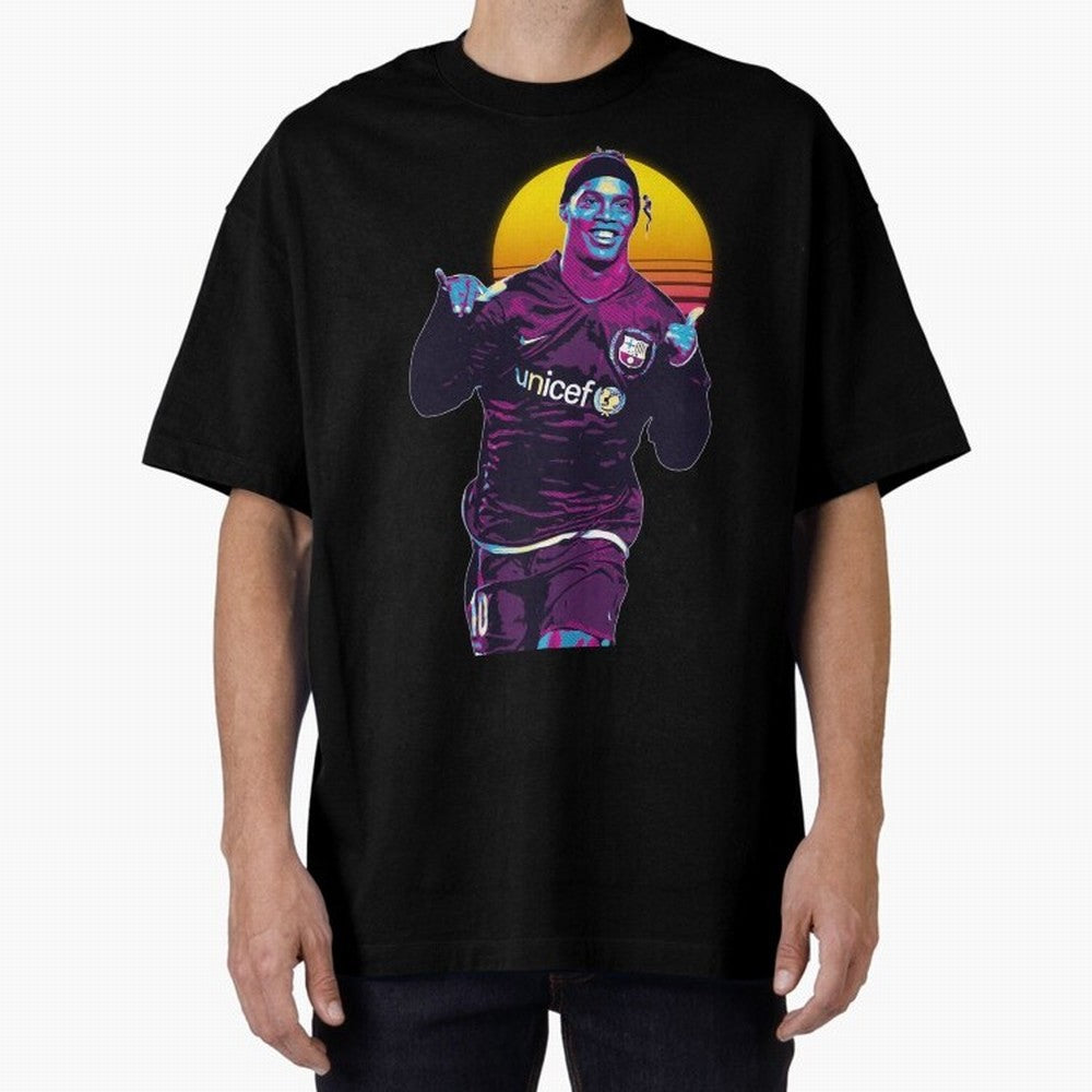 ronaldinho retro Oversized T-Shirt Show Love for Legendary Goals in FIFA World Cup 2026 USA Canada Mexico Featuring Messi, England and Germany Energy, Football Passion, Legendary Performances, Festival Vibes and Supporter Community; Ideal for Fans