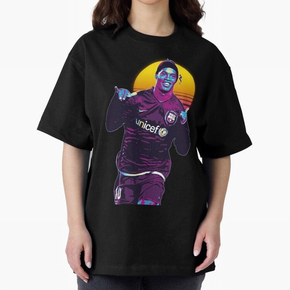 ronaldinho retro Oversized T-Shirt Show Love for Legendary Goals in FIFA World Cup 2026 USA Canada Mexico Featuring Messi, England and Germany Energy, Football Passion, Legendary Performances, Festival Vibes and Supporter Community; Ideal for Fans