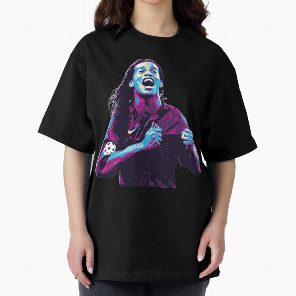 ronaldinho Oversized T-Shirt Spotlight Global Football Passion for FIFA World Cup 2026 Group Stage, Featuring Haaland and Mbappe, Portugal, Spain and Germany, Football Passion, Legendary Performances, Festival Vibes and Supporter Community; Ideal