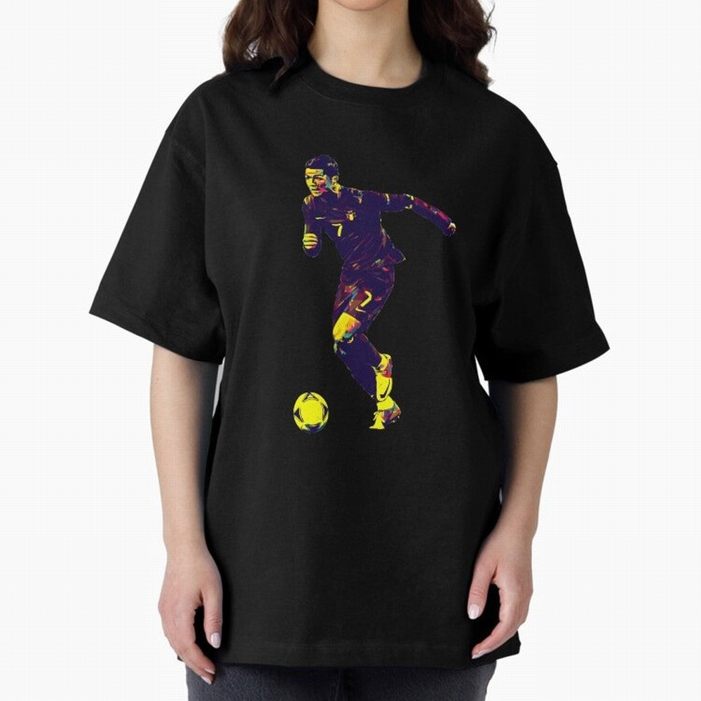 Cristiano Ronaldo Oversized T-Shirt Honor the Football Icons of FIFA World Cup 2026 for Fans of Mbappe and France, Bringing Match Day Excitement, Supporter Culture, Golden Goals and Global Football Passion; Ideal for Fans Who Follow Messi,