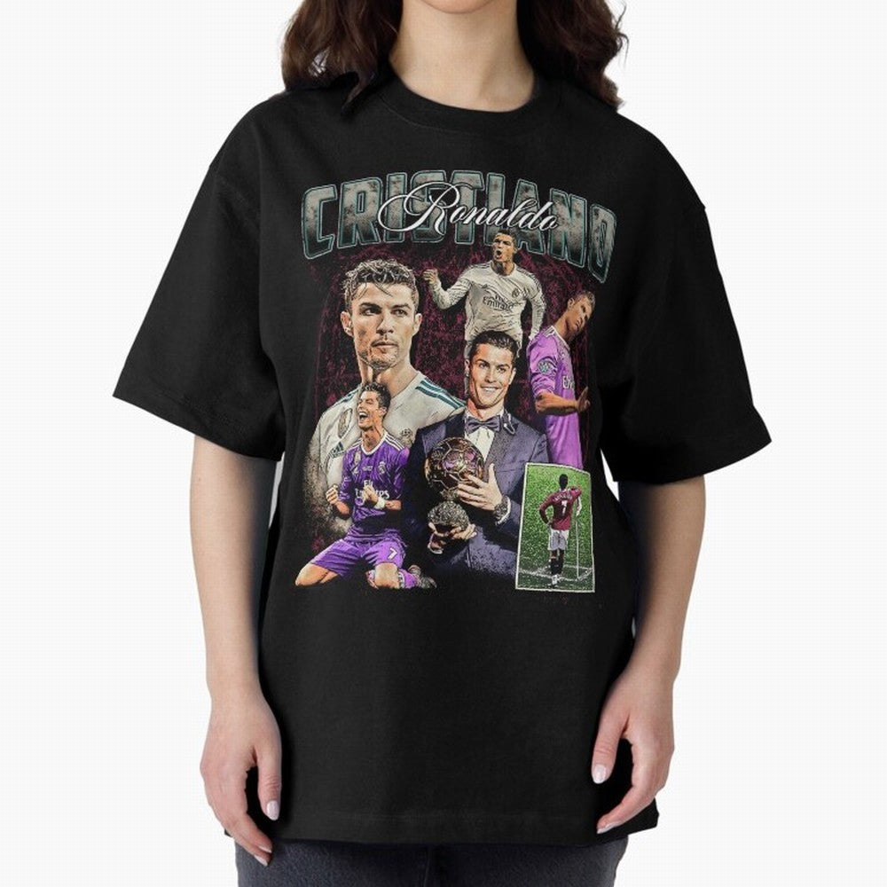 Cristiano Ronaldo Bootleg design Oversized T-Shirt Support Iconic Players in FIFA World Cup 2026 Spirit, Highlighting Netherlands, Neymar, Tournament Hype, Historic Matchups, Family Viewing Parties and Global Sports Pride; Built for Supporters