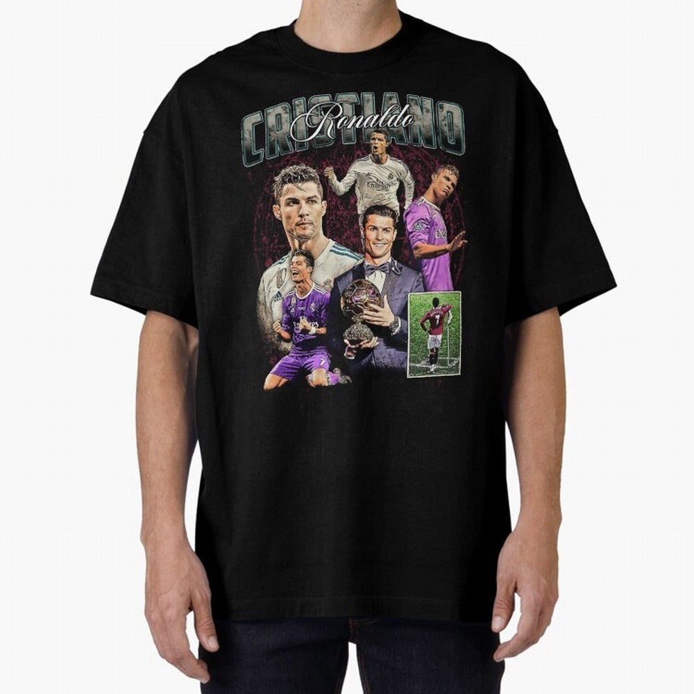 Cristiano Ronaldo Bootleg design Oversized T-Shirt Support Iconic Players in FIFA World Cup 2026 Spirit, Highlighting Netherlands, Neymar, Tournament Hype, Historic Matchups, Family Viewing Parties and Global Sports Pride; Built for Supporters