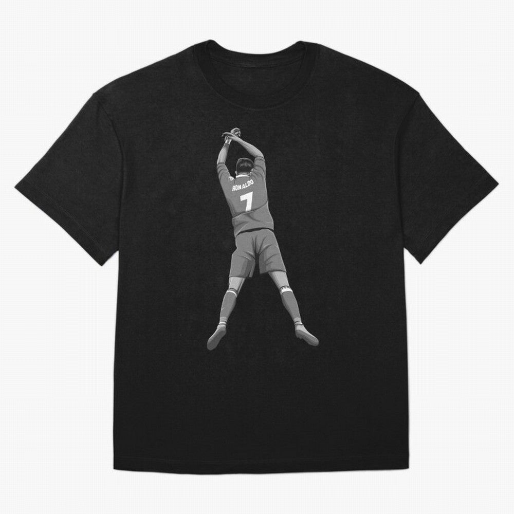 Cristiano Ronaldo Black and White Version Oversized T-Shirt Celebrate Supporters United by Global Football Passion for FIFA World Cup 2026 USA Canada Mexico, Filled with Cristiano Ronaldo, Haaland and CR7, England, France and Netherlands, Vintage