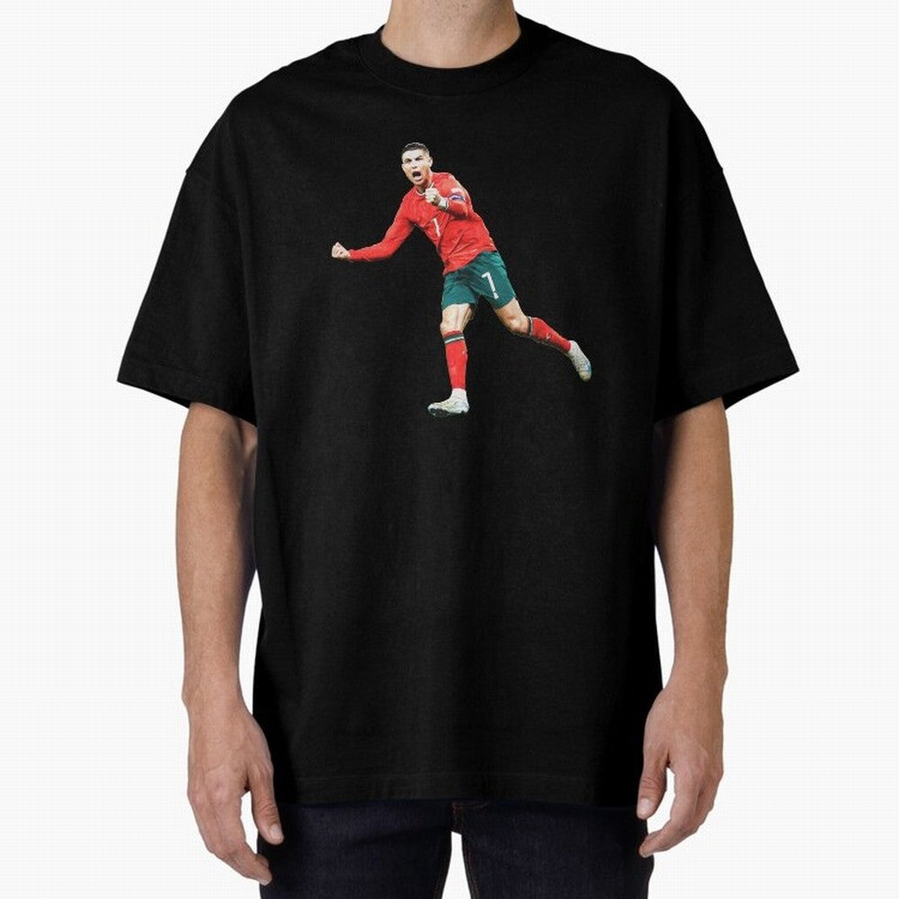 Cristiano Ronaldo Oversized T-Shirt Back the Journey through Global Football Passion for FIFA World Cup 2026 Group Stage, Centered on CR7, Argentina, France and Brazil, Goal Celebration Energy, Supporter Heritage, Football Icons and Worldwide