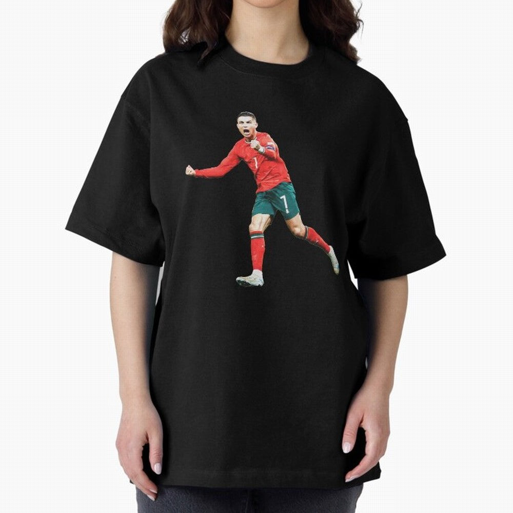 Cristiano Ronaldo Oversized T-Shirt Back the Journey through Global Football Passion for FIFA World Cup 2026 Group Stage, Centered on CR7, Argentina, France and Brazil, Goal Celebration Energy, Supporter Heritage, Football Icons and Worldwide