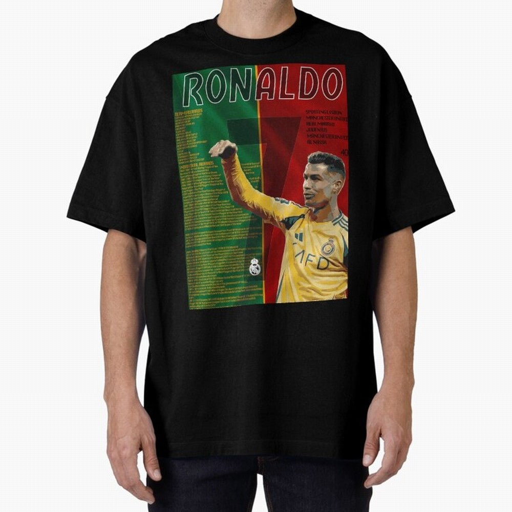 cristiano ronaldo 40th birthday tribute poster Oversized T-Shirt Create FIFA World Cup 2026 USA Canada Mexico for Fans of Messi and Germany, Bringing Football Festival Excitement, Trophy Ambitions, Country Rivalries and Star Player Buzz; Great for