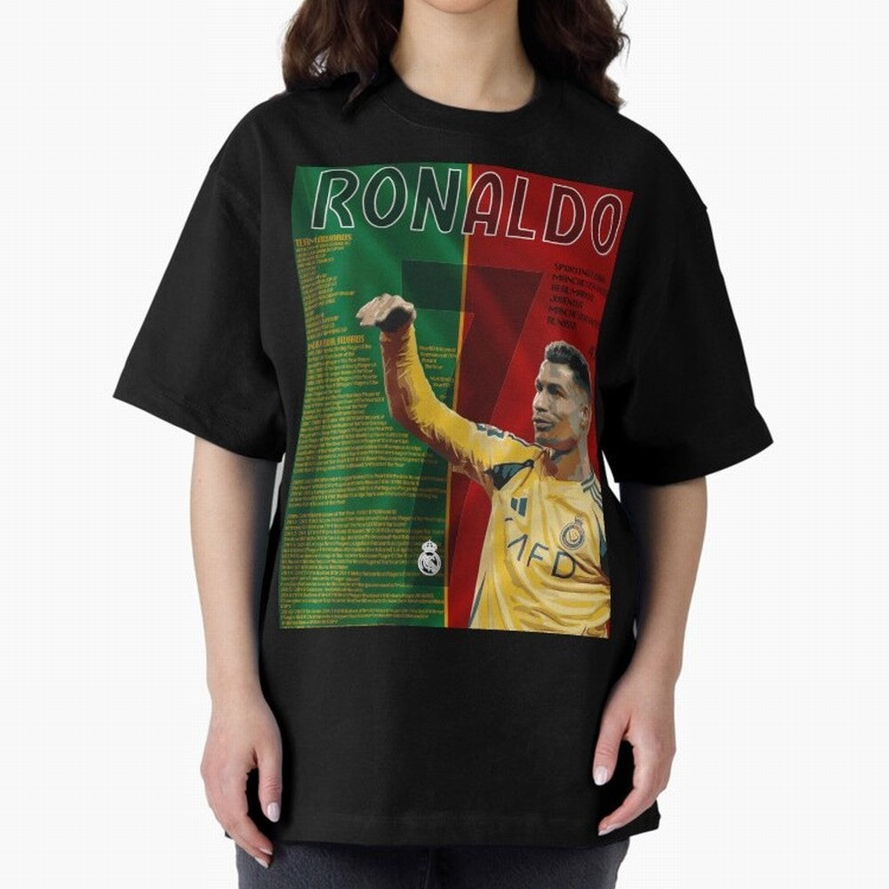 cristiano ronaldo 40th birthday tribute poster Oversized T-Shirt Create FIFA World Cup 2026 USA Canada Mexico for Fans of Messi and Germany, Bringing Football Festival Excitement, Trophy Ambitions, Country Rivalries and Star Player Buzz; Great for