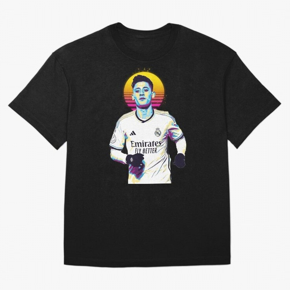 Arda Guler retro 80s Oversized T-Shirt Bring Bold Fan Energy to Global Football Passion for FIFA World Cup 2026 USA Canada Mexico, Featuring Messi, CR7 and Mbappe, Argentina, France and Brazil, Football Festival Excitement, Trophy Ambitions,