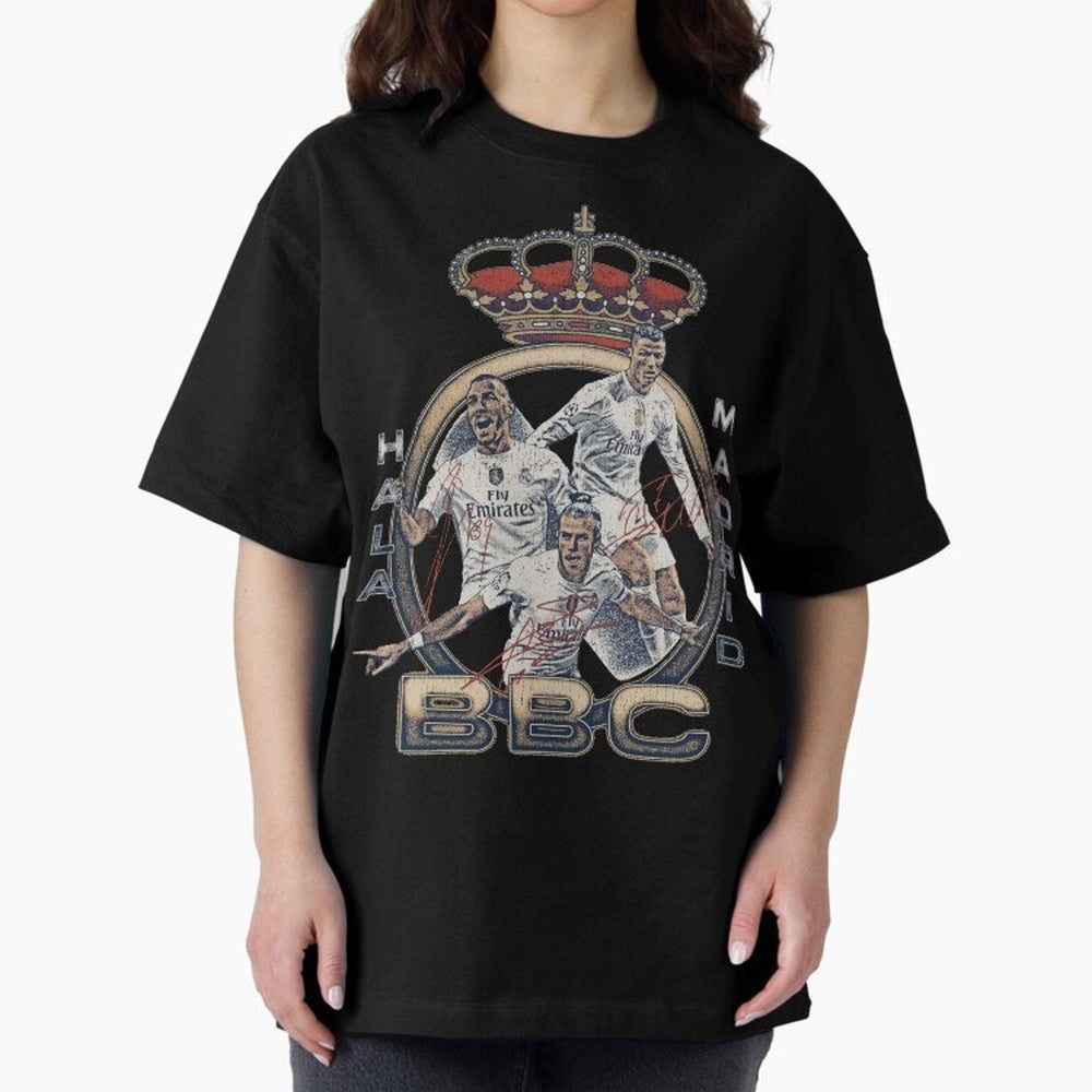 BBC of Real Madrid Oversized T-Shirt Celebrate the Stars of Global Football Passion for FIFA World Cup 2026 USA Canada Mexico, with Neymar, Argentina, Goal Celebration Energy, Supporter Heritage, Football Icons and Worldwide Tournament Joy; Made