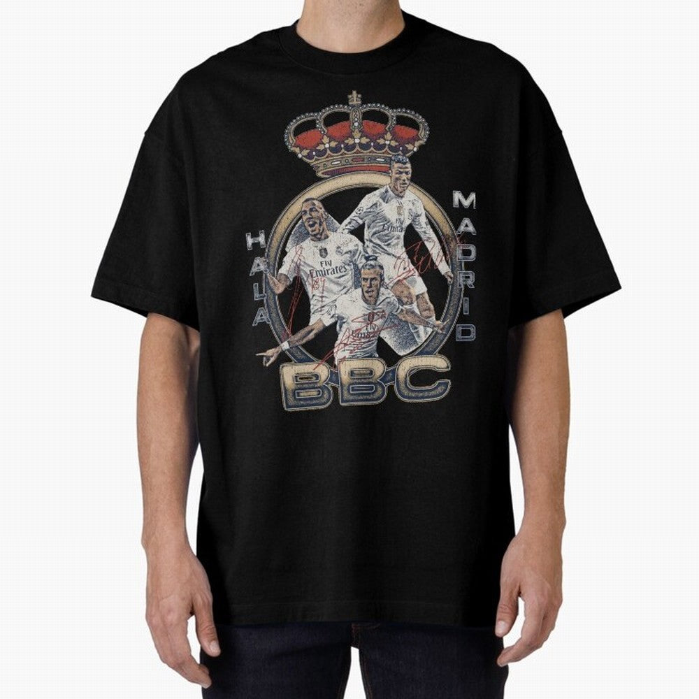 BBC of Real Madrid Oversized T-Shirt Celebrate the Stars of Global Football Passion for FIFA World Cup 2026 USA Canada Mexico, with Neymar, Argentina, Goal Celebration Energy, Supporter Heritage, Football Icons and Worldwide Tournament Joy; Made