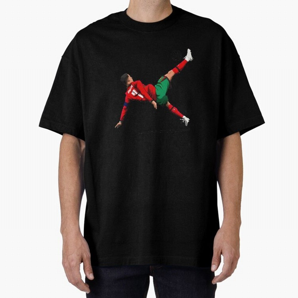 Cristiano Ronaldo 910th Goal Bicycle Kick Tribute Oversized T-Shirt Honor the FIFA World Cup 2026 Journey through Messi Highlights, Brazil Pride, Football History, Final Match Energy, Crowd Noise and Once in a Lifetime Moments; Built for Supporters