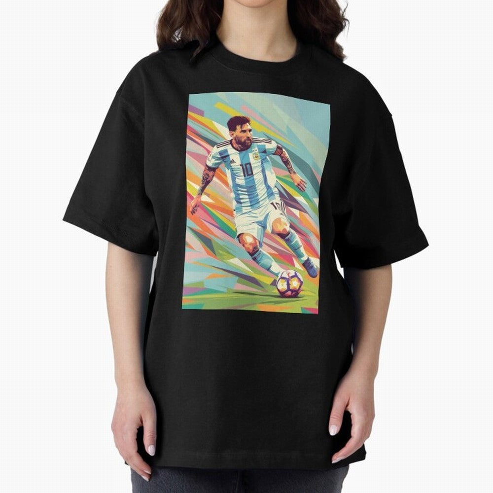 Messi in action Graphic poster design Oversized T-Shirt Feel the Roar of the FIFA World Cup 2026 Journey through Neymar, Haaland and Cristiano Ronaldo Highlights, Argentina, France and Brazil Pride, Soccer Culture, Superstar Moments, National Team