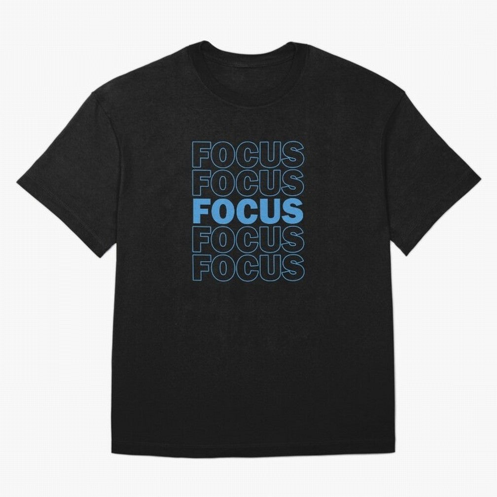Focus Focus Focus (Blue) Oversized T-Shirt Discover Match Day Hype around FIFA World Cup 2026 USA Canada Mexico, Messi, CR7 and Mbappe, Argentina and Brazil, Game Day Rituals, Football Legends, Country Pride and the Road to the Final; Ideal for