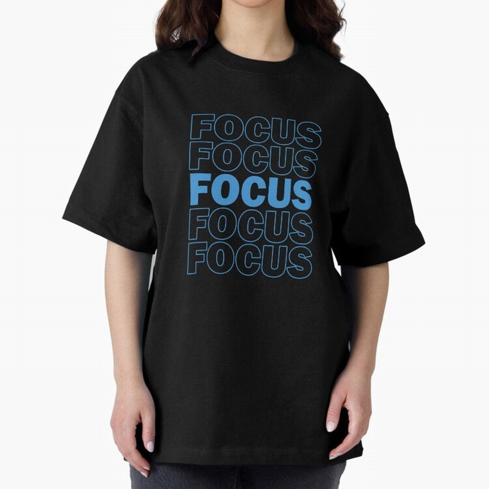 Focus Focus Focus (Blue) Oversized T-Shirt Discover Match Day Hype around FIFA World Cup 2026 USA Canada Mexico, Messi, CR7 and Mbappe, Argentina and Brazil, Game Day Rituals, Football Legends, Country Pride and the Road to the Final; Ideal for