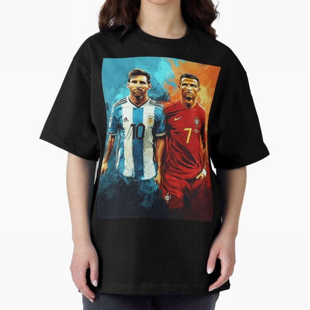 Lionel Messi and Cristiano Ronaldo Oversized T-Shirt Turn Every Weekend Toward Match Day Hype around FIFA World Cup 2026, CR7 and Messi, Spain, Supporter Pride, Iconic Celebrations, Legendary Names and Global Match Day Energy; Created for Match Day